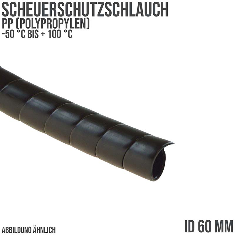 60 x 66 mm PP Scheuer Schutz Kabel Bündel Schlauch schwarz