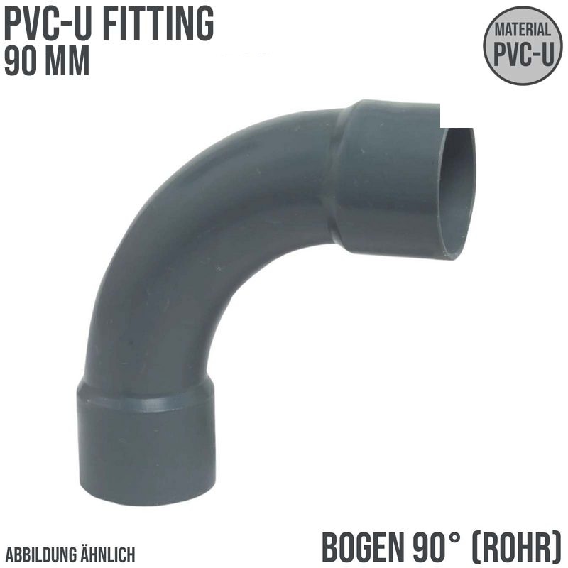 90 mm PVC Klebe Fitting Bogen Winkel 90° (Rohr) Muffe Verbinder - PN 10 bar