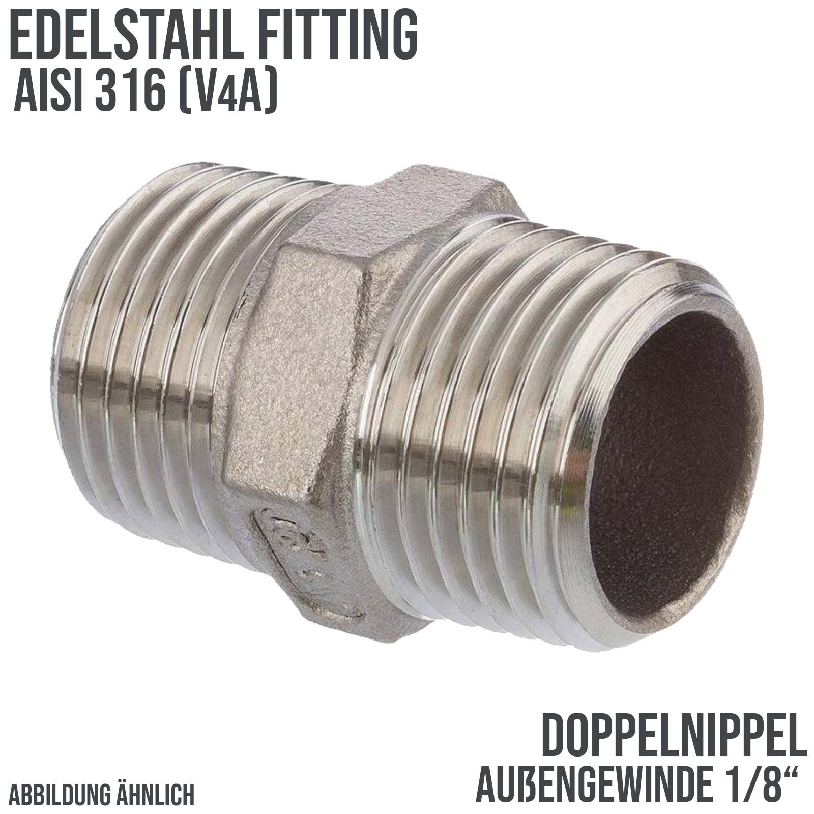 1/4" Edelstahl Fitting V4A AISI 316 Doppelnippel Außen x Außengewinde AG - PN 16 bar