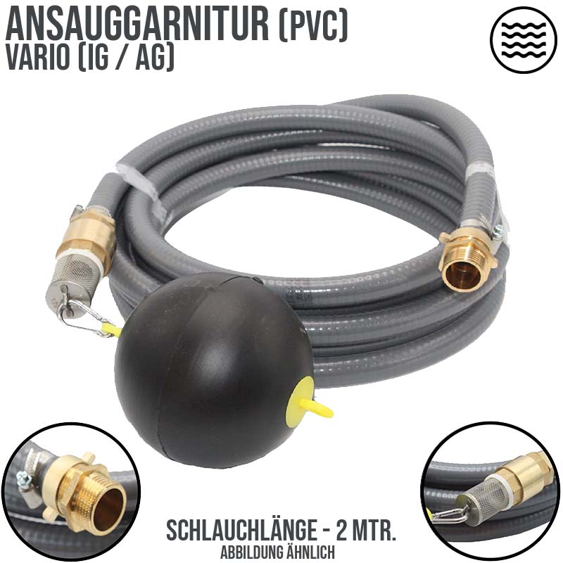 19 mm 3/4" Zoll Ansaug Saug Schlauch Pumpen Garnitur schwimmende Entnahme grau - 2 m