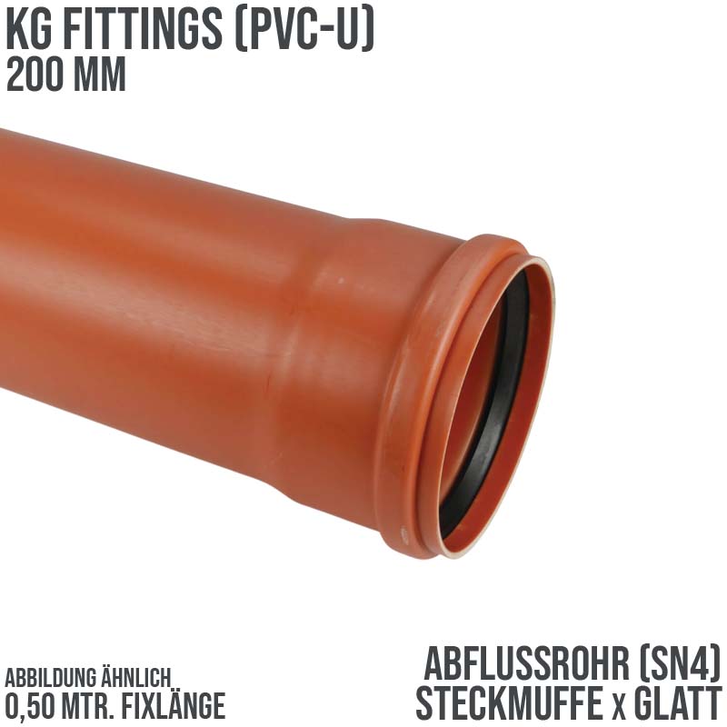 200 x 4,9 mm PVC Abfluß Abwasser HT KG Rohr SN4 rostbraun - 0,5 m Fixlänge