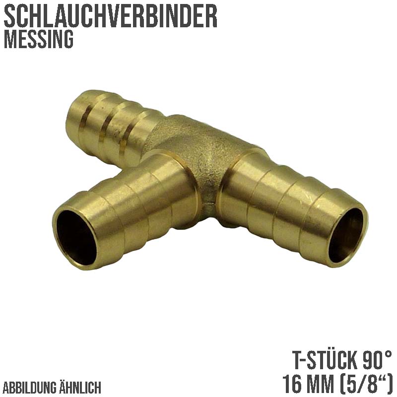 16 mm - 5/8" Zoll T-Stück Schlauch Verbinder Verteiler Tülle Kupplung Reparatur Messing PN 10 bar