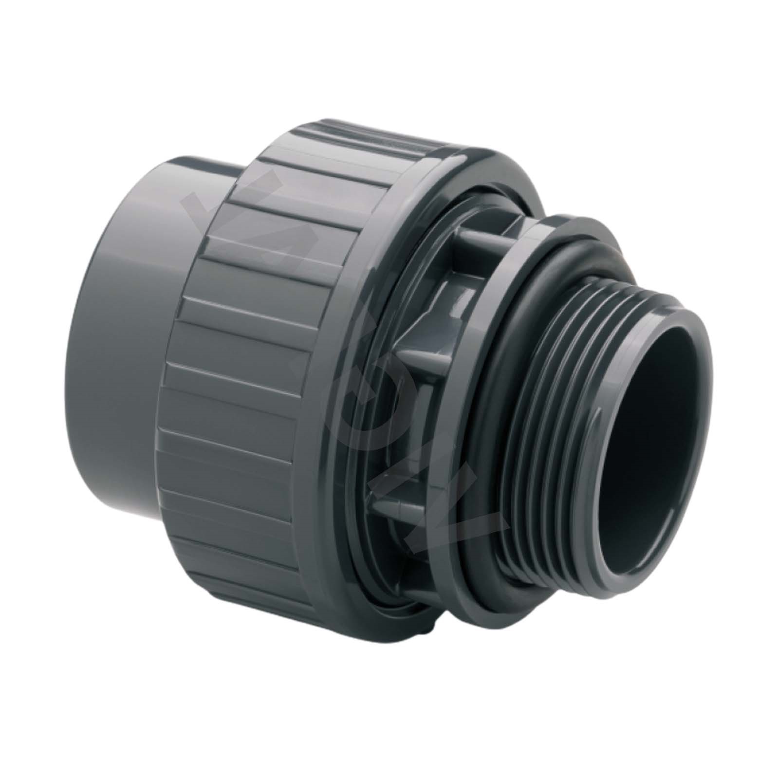63 mm PVC Klebe Fitting Verschraubung Außengewinde AG O-Ring 63 mm x 2" Muffe Verbinder - PN 10 bar