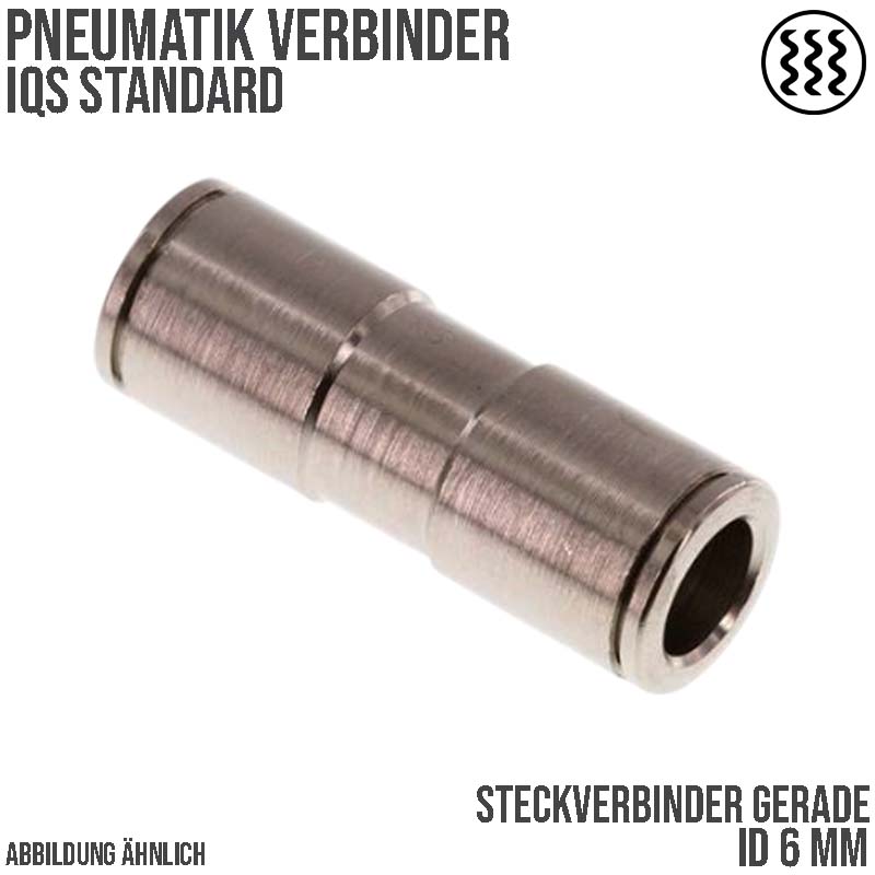 6 mm Pneumatik Schnell Steck Verbinder IQS gerade MSV Messing PA PU Schlauch - PN 16 bar