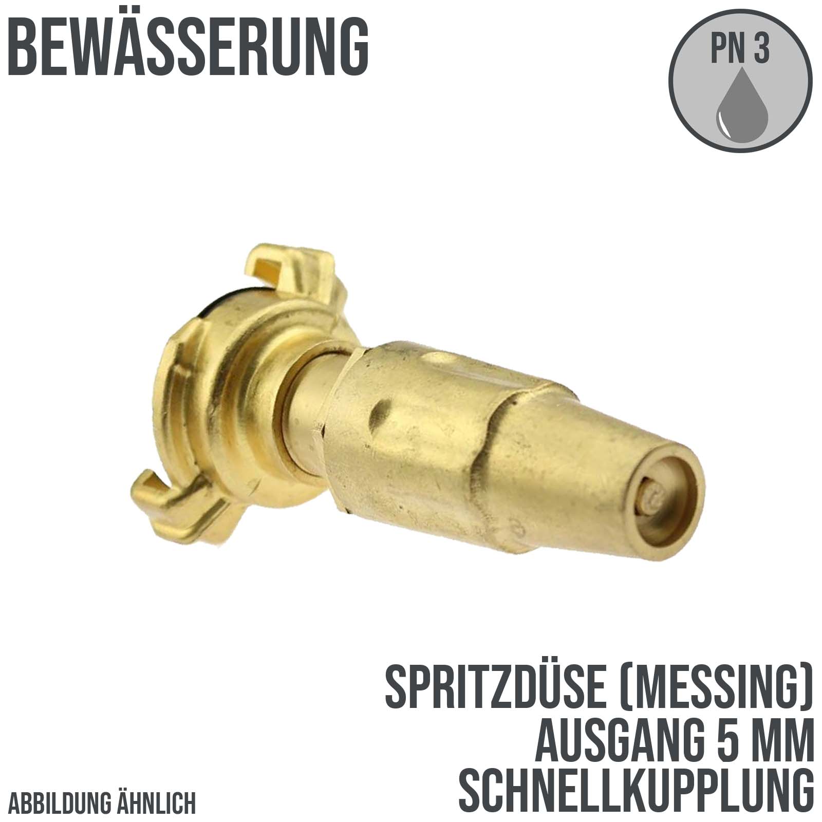 1/2" Spritzdüse Wasserspritze 5 mm Messing Garten Bewässerung Schnellkupplung - PN 3 bar