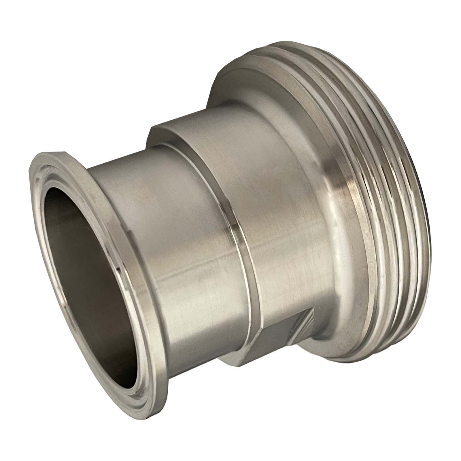 DN 80 Milchrohr Verschraubung DIN 11851 Übergang Adapter Vaterteil Außengewinde -> Clamp Teller 106,0 mm - PN 25 bar