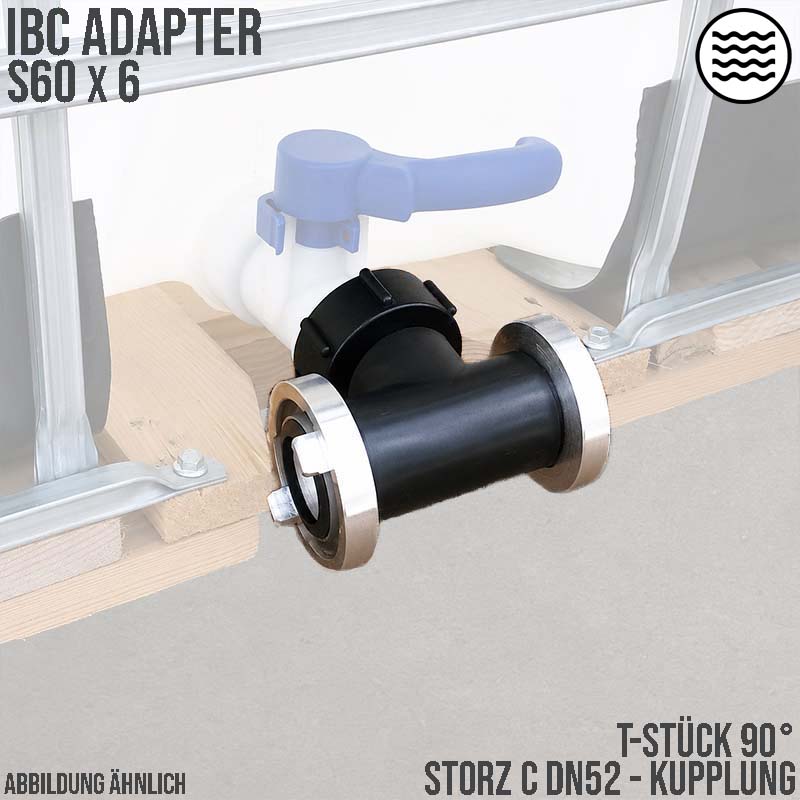 S60 x 6 IBC Adapter T-Stück auf 2-fach STORZ C DN 52 KA 66 Übergangsstück Pumpenanschluß