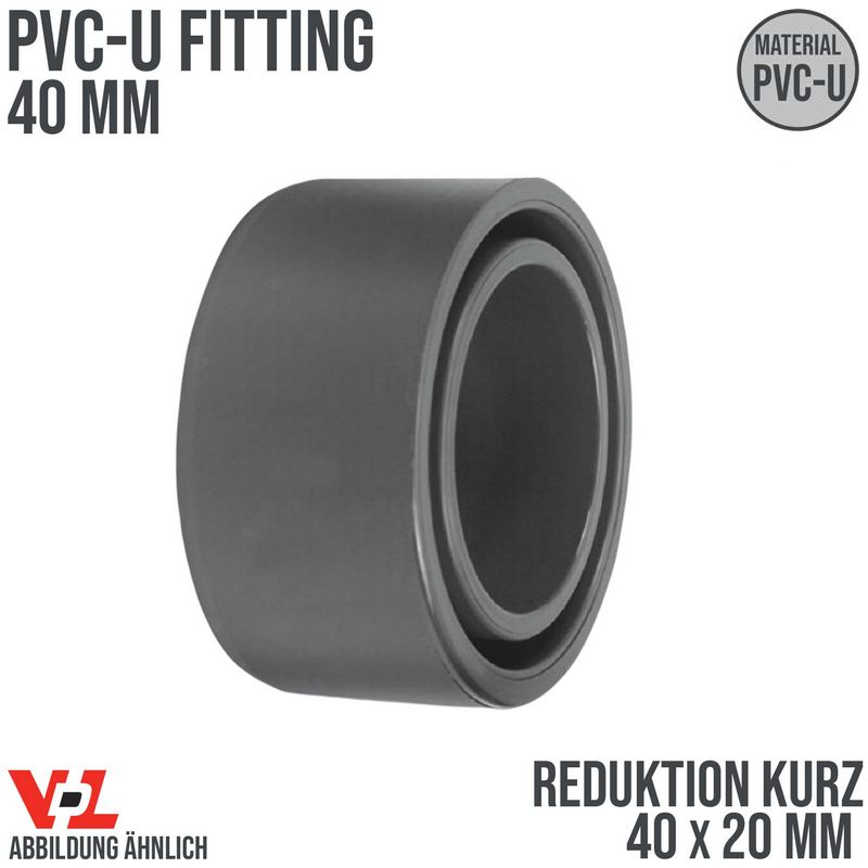 40 x 20 mm VDL PVC Klebe Fitting Reduktion kurz Muffe Verbinder - PN 16 bar