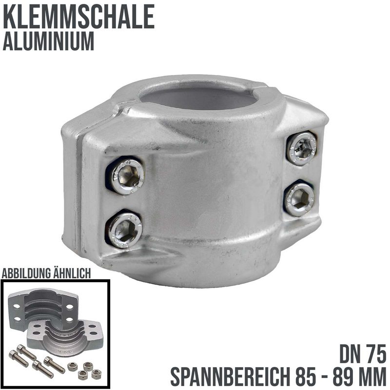 DN 75 Klemmschale Aluminium Spannbereich 85 - 89 mm für Schlauch ID x AD 75 x 87 mm - PN 25 bar
