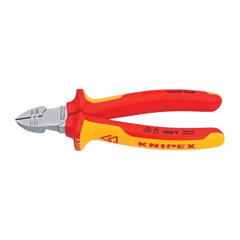 160 mm Abisolier Seiten Schneider Zange VDE verchromt 2K Griffe Knipex