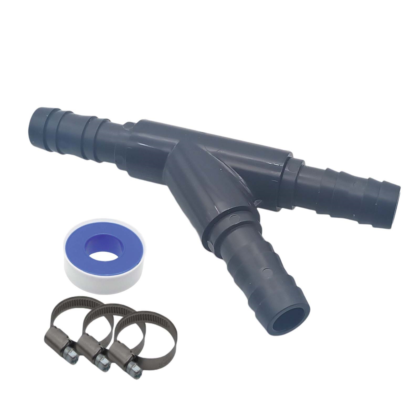 20 mm PVC PROFI T-Stück 45° Schlauch Verbinder Stutzen Tülle Pool Teich Garten - PN 10 bar - Montage-Set
