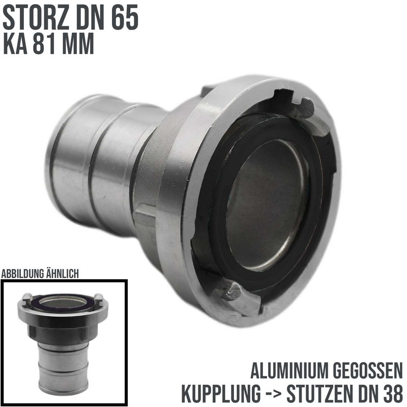 STORZ DN 65 KA 81 Saug Druck Kupplung -> Stutzen Tülle 38 mm Bau Feuerwehr Schlauch Aluminium - PN 10 bar