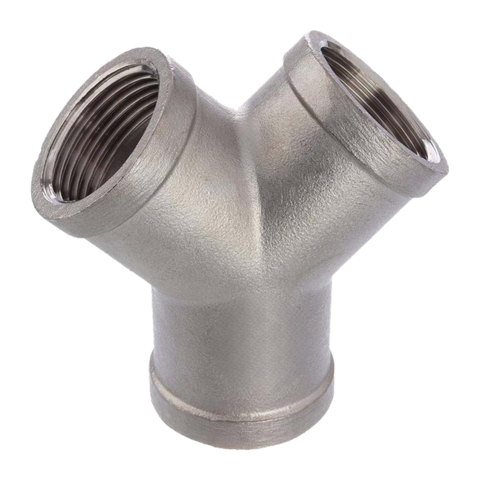2" Edelstahl Fitting V4A AISI 316 Y-Stück 45° Innengewinde IG - PN 16 bar