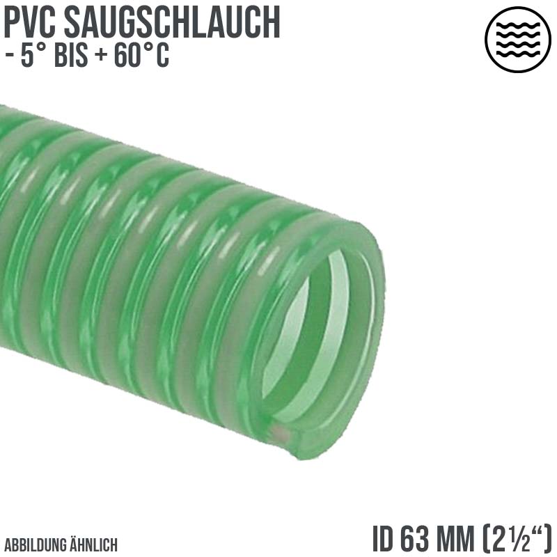 63 mm 2 1/2" Zoll Saug Ansaug Spiral Förder Pumpen Schlauch grün-weiß transparent PN 5 bar