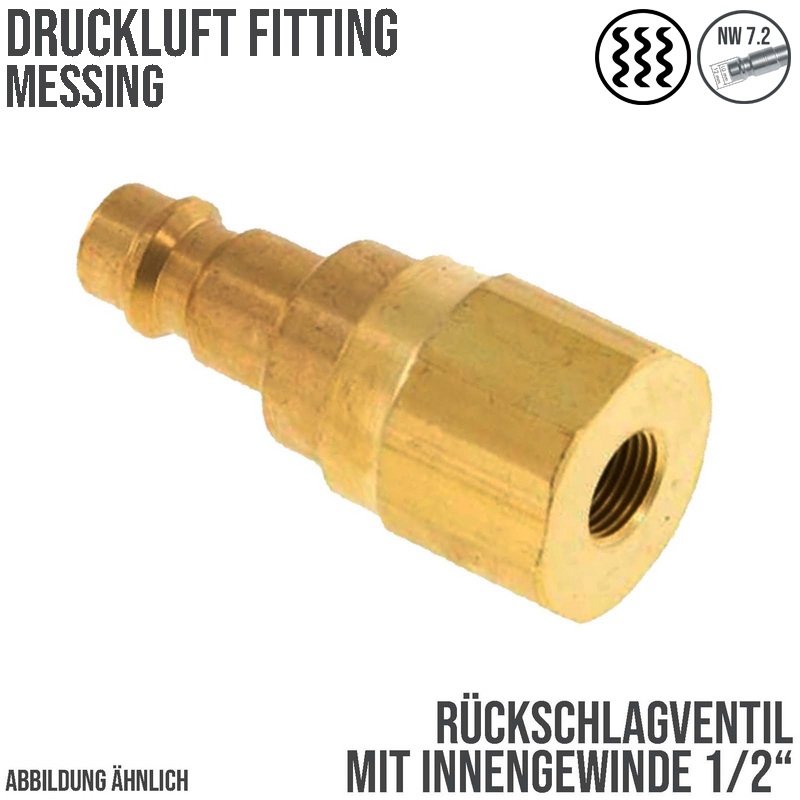 1/2 " Druckluft Stecker Nippel Einsteck Anschluss NW 7,2 mit Innengewinde (IG) Rückschlagventil