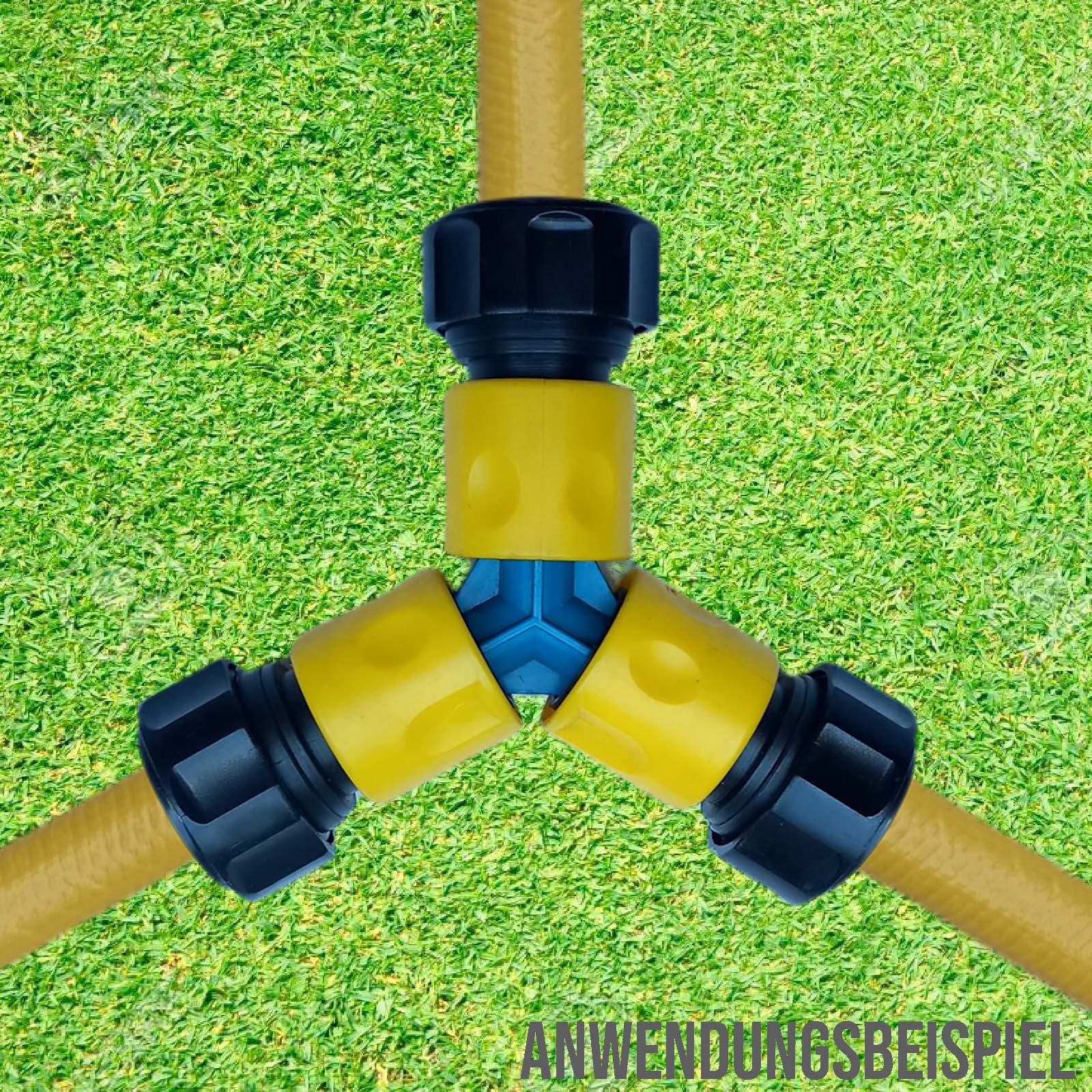 5/8" Zoll 16 mm 3-fach Verteiler Click-System Schlauch Kupplung Stecker Anschluss - SET