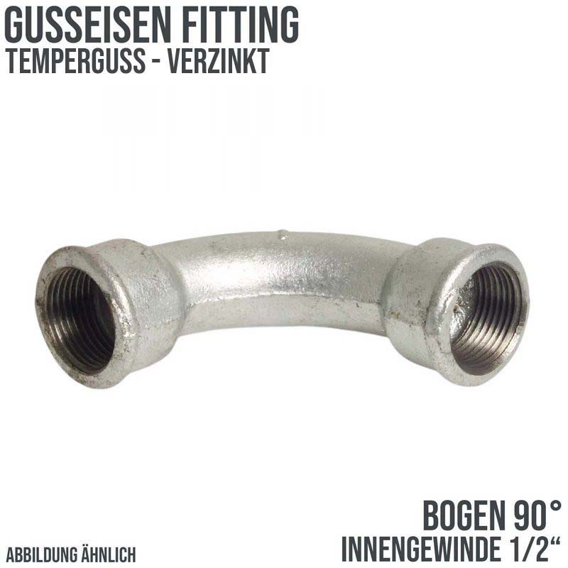 1/2" Gusseisen Temperguss Fitting Nr. 2 Bogen 90° Innengewinde IG PN 25 bar