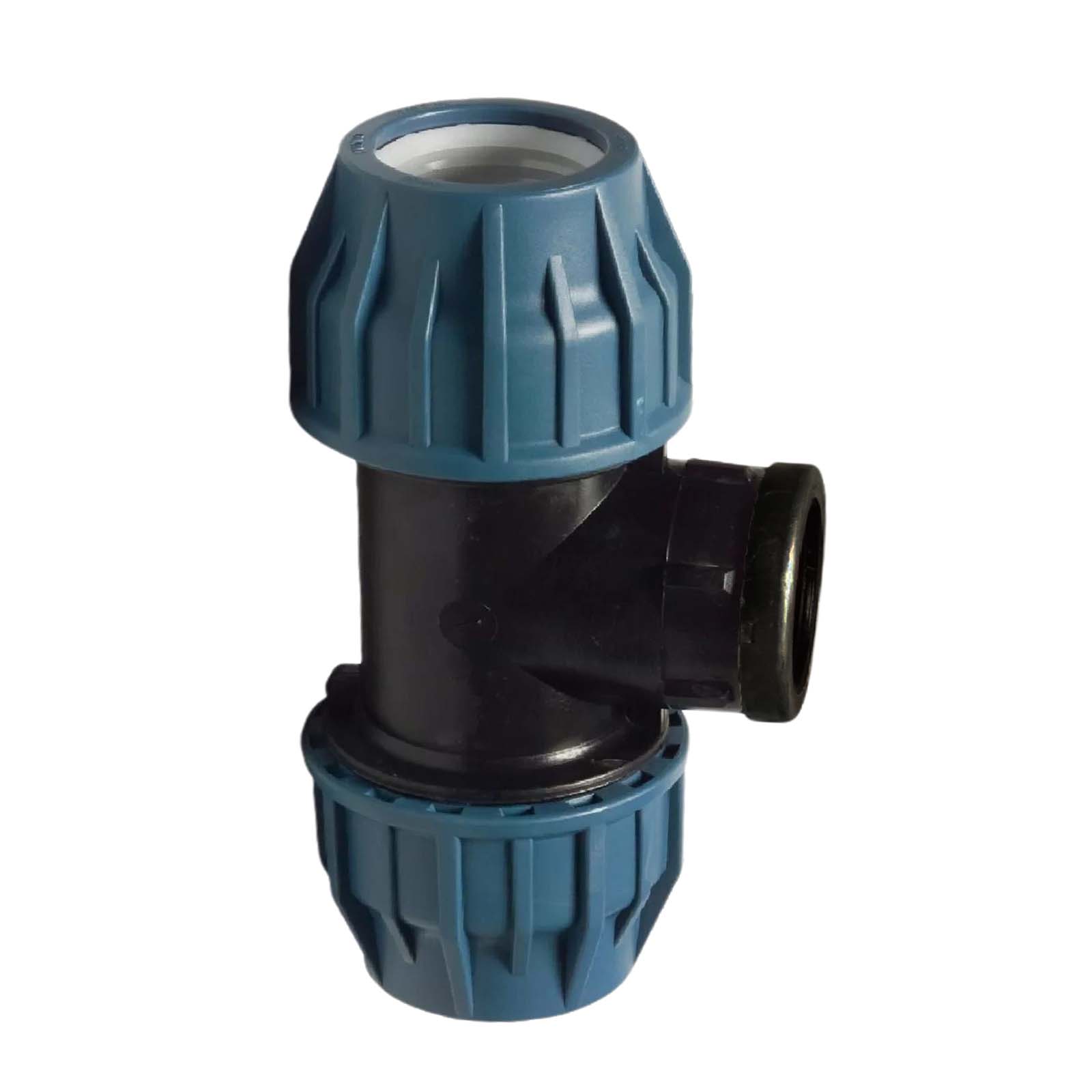110 mm x 4" PE PP Fitting Klemm Verbinder Verschraubung Rohr T-Stück 90° x IG DVGW - PN 16 bar 