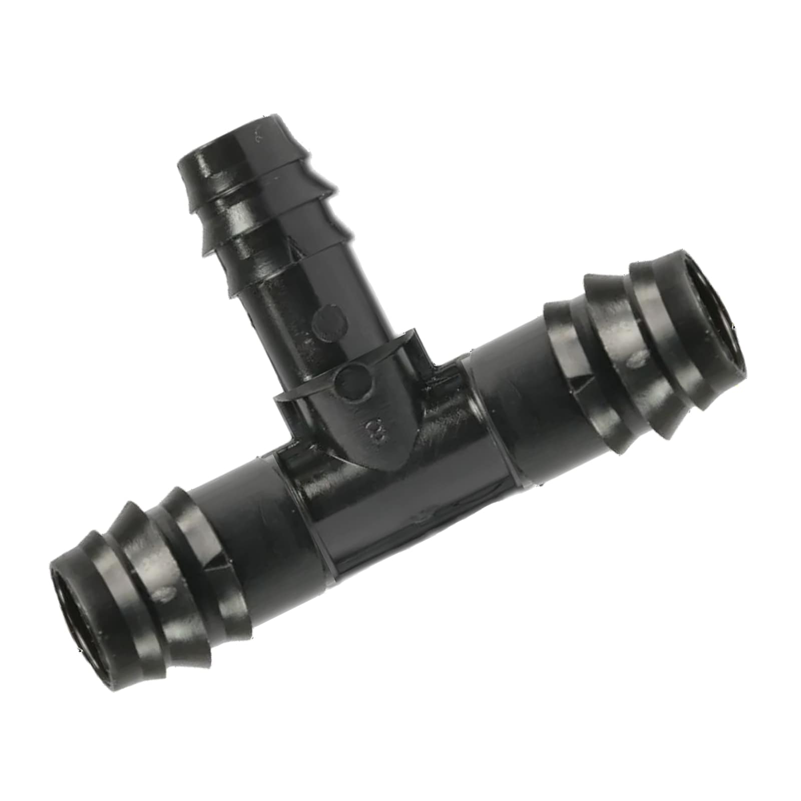 20 x 16 mm POM T-Stück 90° Schlauch Verbinder Stutzen Tülle reduziert Kupplung Tropf Fitting schwarz PN 4 bar