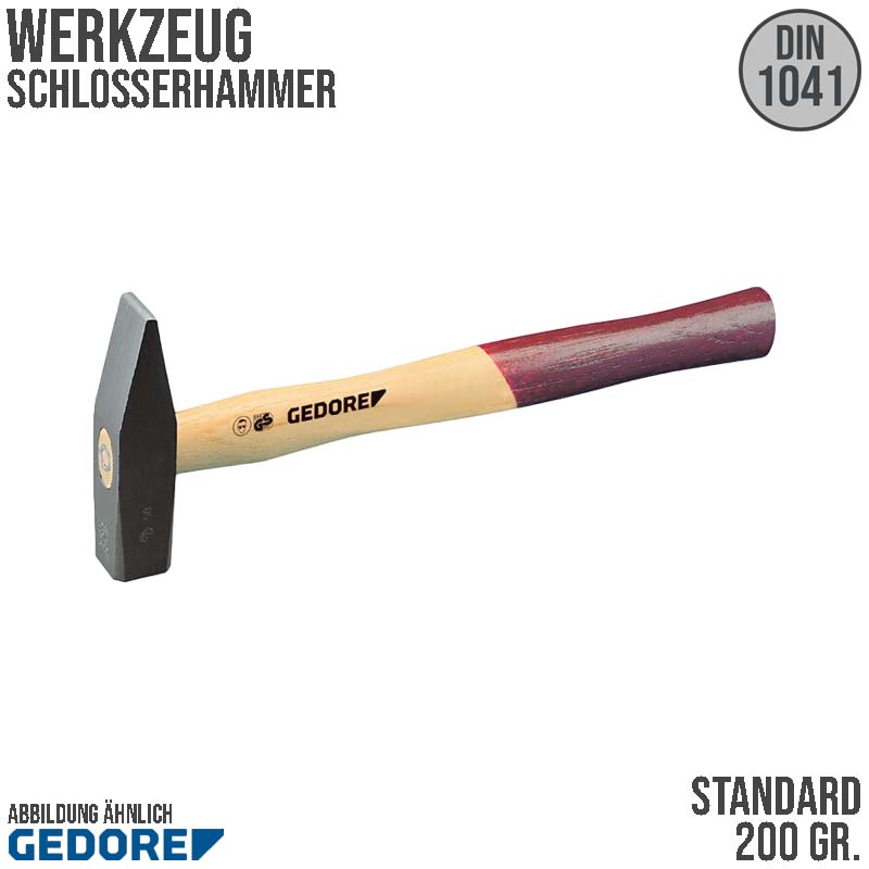 200 g Standard Schlosser Hammer Esche Stiel Stahl geschmiedet GEDORE DIN 1041