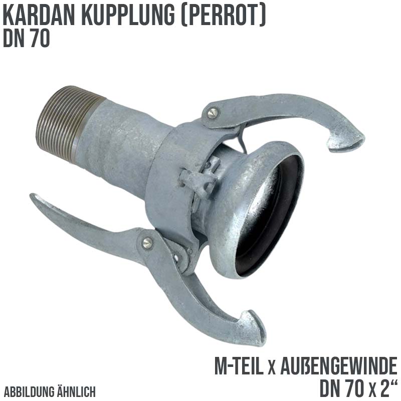 DN 70 Kardan Perrot Kupplung M-Teil mit Außengewinde 2" Zoll Gülle Schlamm Schlauch