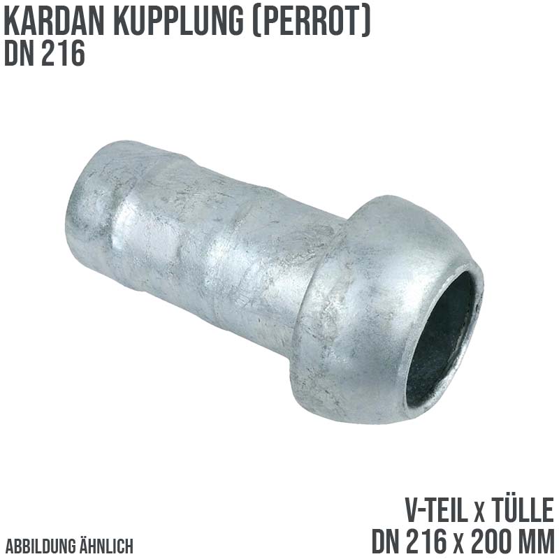 DN 216 Kardan Perrot Kupplung V-Teil mit Tülle Stutzen 200 mm Gülle Schlamm Schlauch