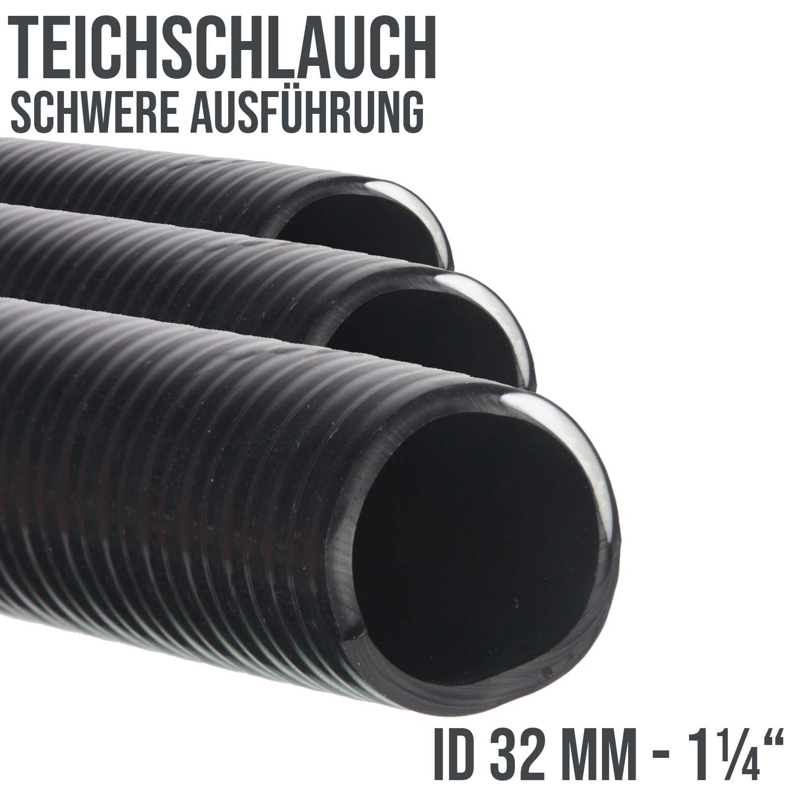 32 mm 1 1/4" Zoll PROFI Teich Pool Garten Zulauf Ablauf Spiral Saug Schlauch - PN 5 bar 
