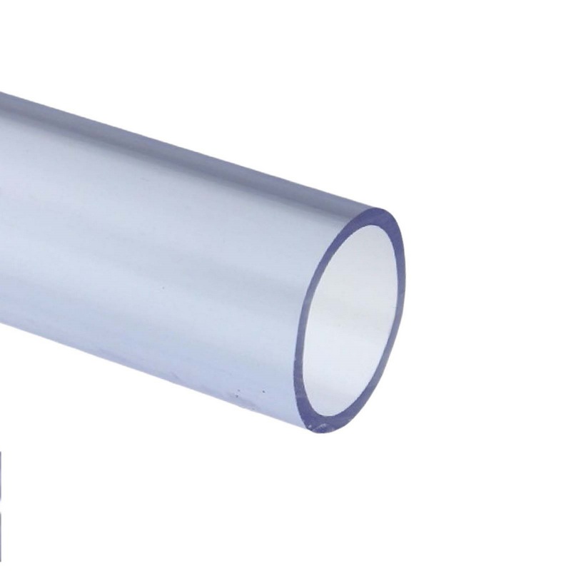 50 x 2,4 mm PVC Klebe Fitting Druck Kunststoff Rohr transparent durchsichtig - 1 m Länge - PN 10 bar