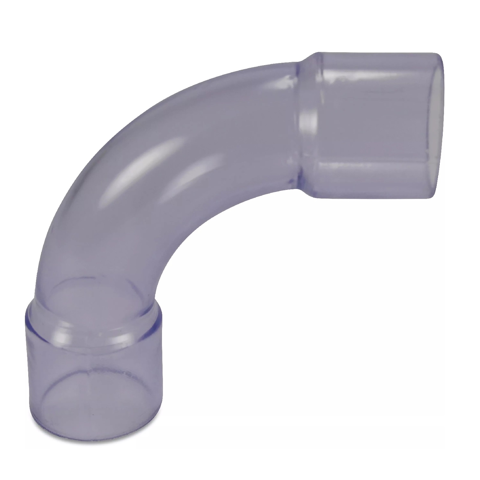 32 mm PVC Klebe Fitting Bogen 90° (Rohr) Muffe Verbinder - transparent durchsichtig - PN 10 bar