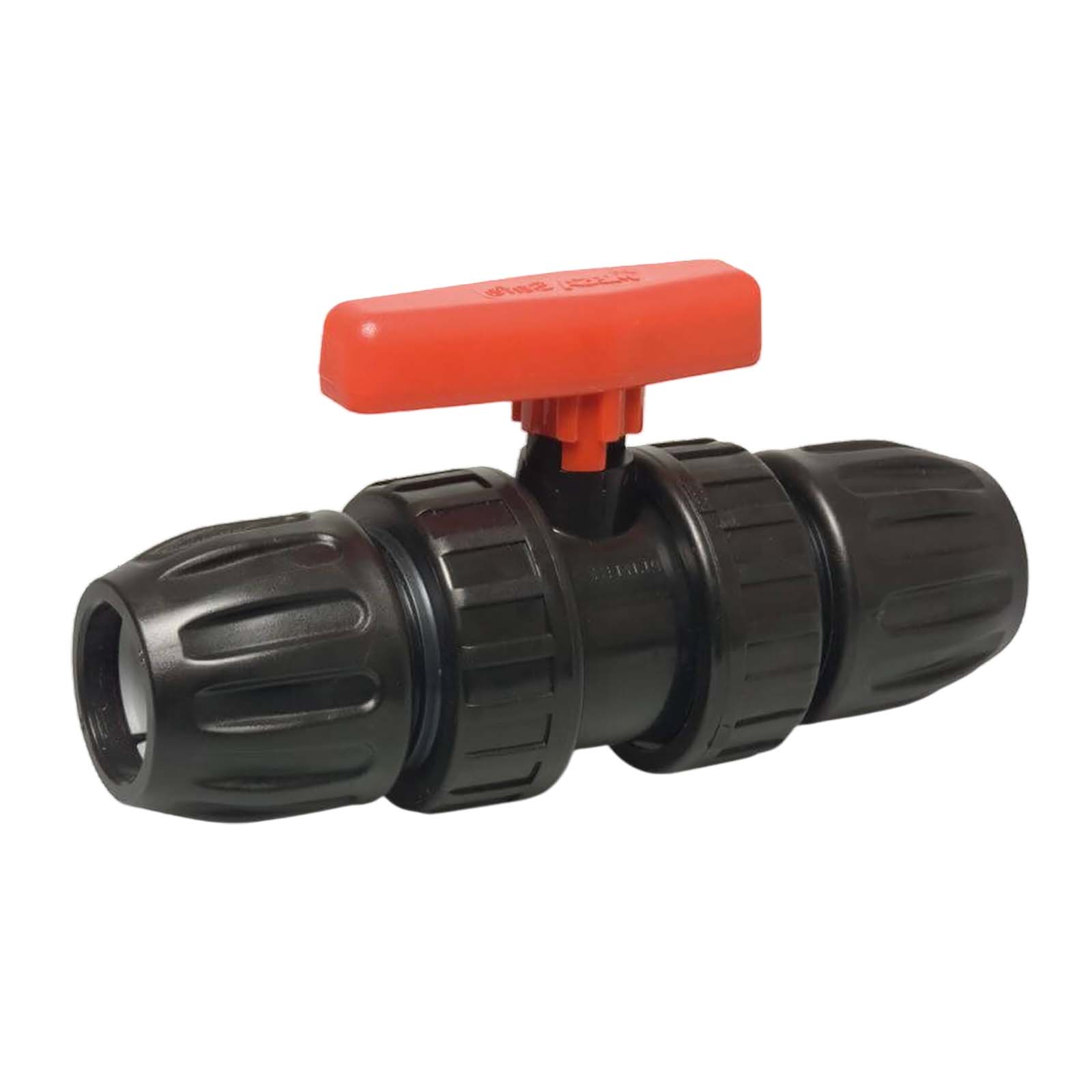 63 mm PE PP Kugelhahn 2-fach Klemm Muffe Kupplung schwarz/rot PN 10 bar