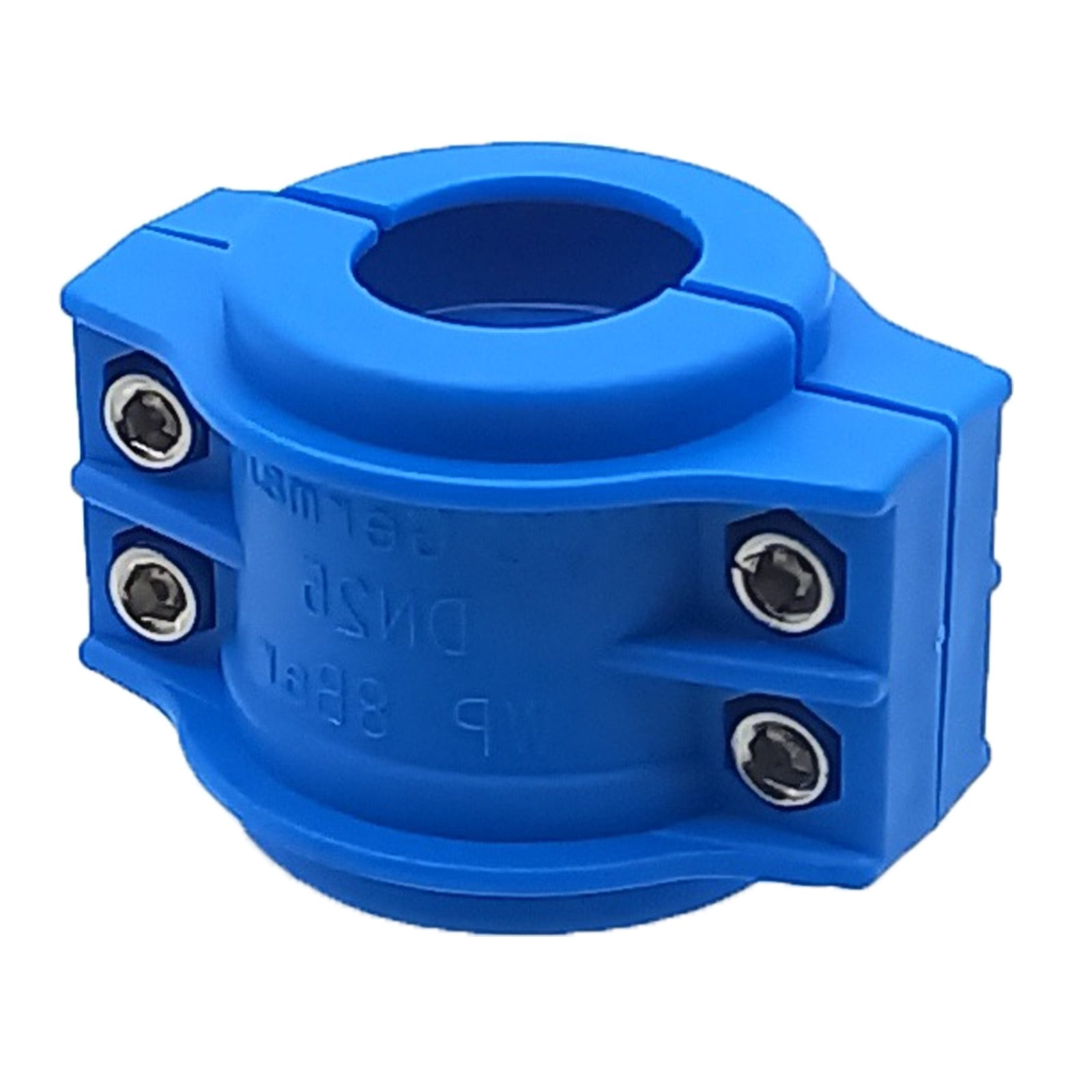 DN 75 Klemmschale Polypropylen PP blau Spannbereich 89 - 93 mm für Schlauch ID x AD 75 x 91 mm - PN 8 bar