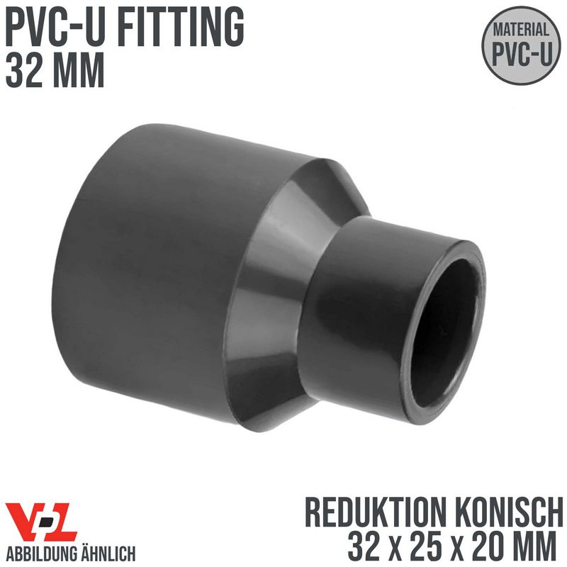 32 x 25 x 20 mm VDL PVC Klebe Fitting Reduktion konisch Muffe Verbinder - PN 16 bar