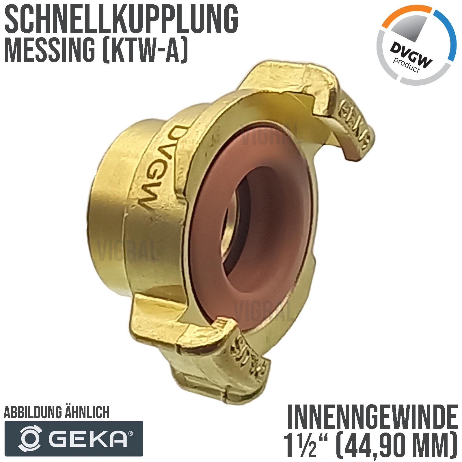 1 1/2" GEKA plus Schnell Kupplung Gewindestück Innengewinde IG Messing KTW-A DVGW - PN 40 bar