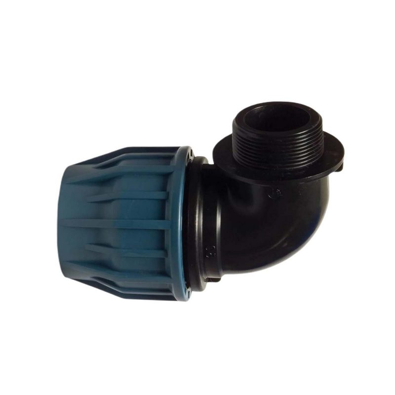 110 mm x 4" PE PP Fitting Klemm Verbinder Verschraubung Rohr Winkel 90° x AG DVGW - PN 16 bar