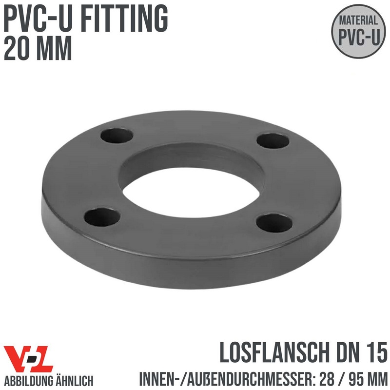 20 mm VDL PVC Klebe Fitting Los Flansch DN 15 - ID 28 mm / AD 95 mm - PN 10 bar