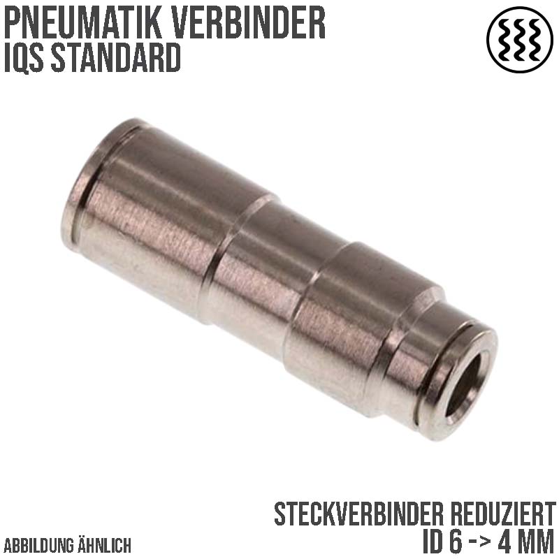 6 -> 4 mm Pneumatik Schnell Steck Verbinder IQS gerade reduziert MSV Messing PA PU Schlauch - PN 16 bar