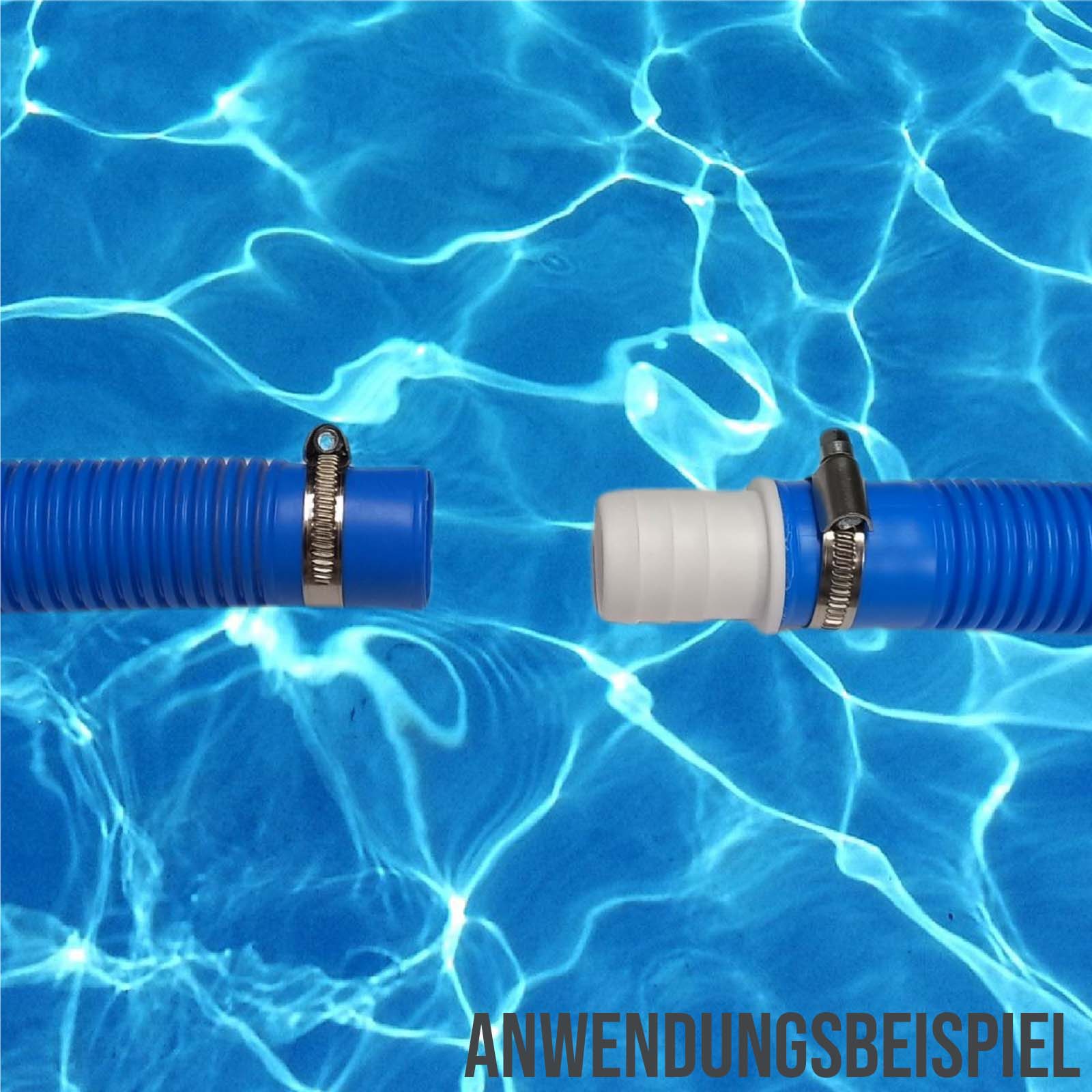 Poolschlauch Reparatur Set  blau Schwimmbad Pool Verlängerung 38 mm - 7-teilig