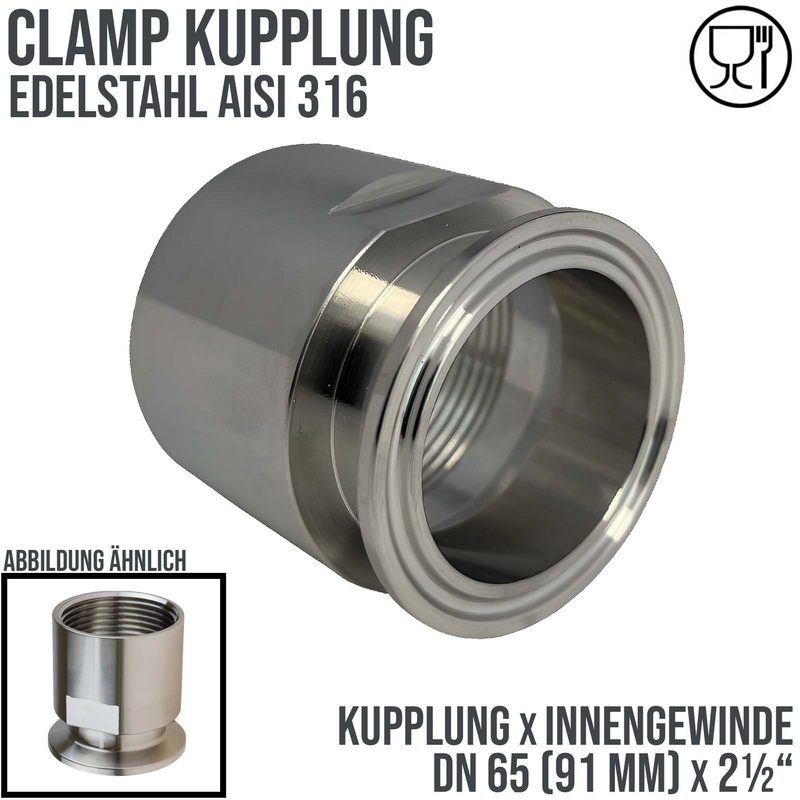DN 65 CLAMP Kupplung 91 mm DIN 32676 Innengewinde IG 2 1/2" - PN 16 bar