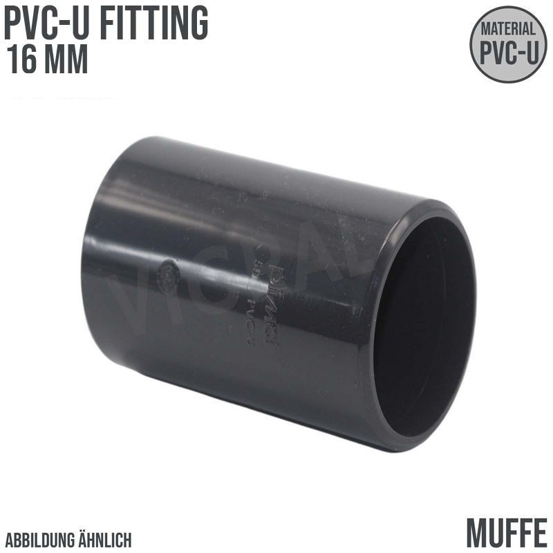 16 mm PVC Klebe Fitting Muffe Verbinder - PN 16 bar