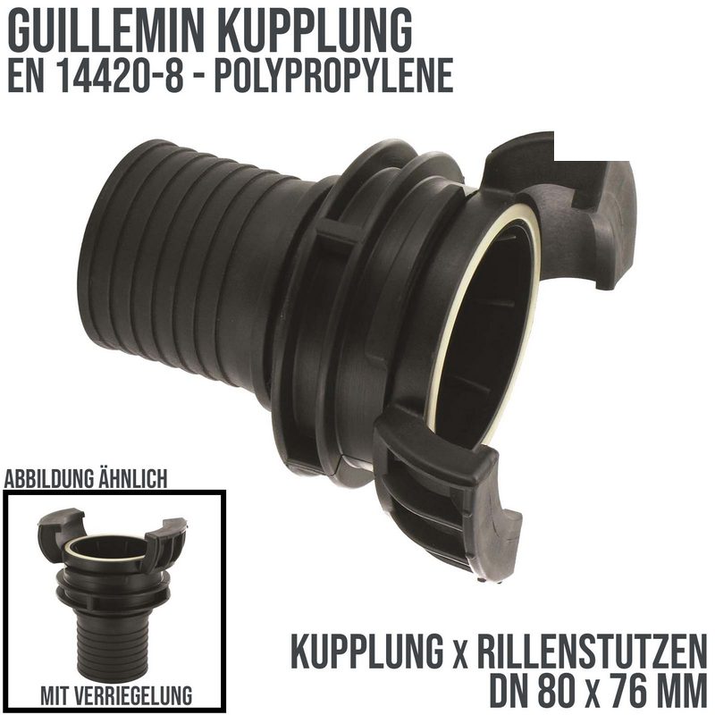 DN 80 Guillemin Kupplung Verriegelung Rillen Stutzen Tülle 76 mm Polypropylene (PP) - PN 16 bar
