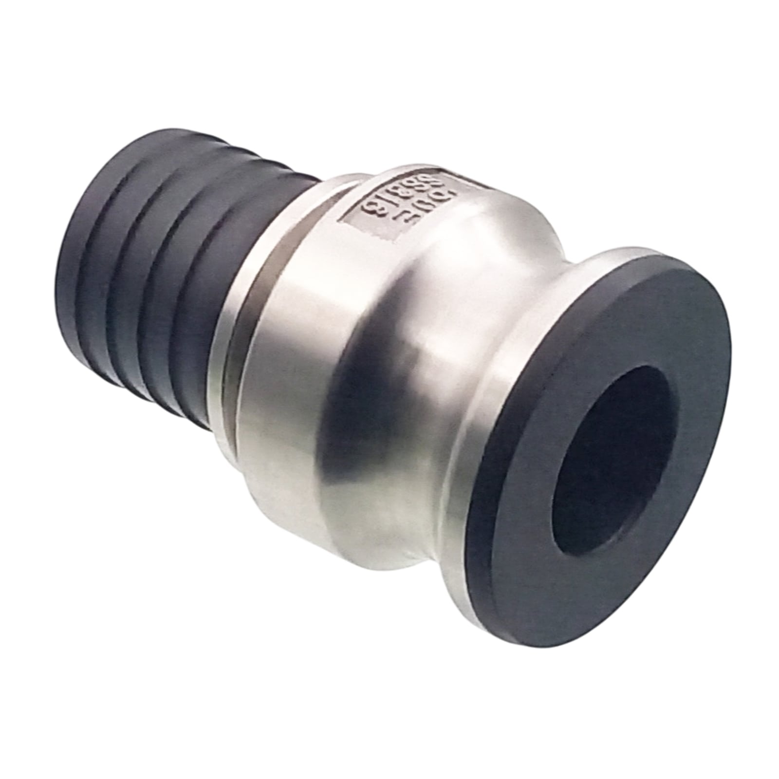 Kamlock Typ E - Vaterteil (45,5 mm) Edelstahl V2A (AISI 316) -> gerillter Stutzen DN 32 mm PFA beschichtet - PN 25 bar