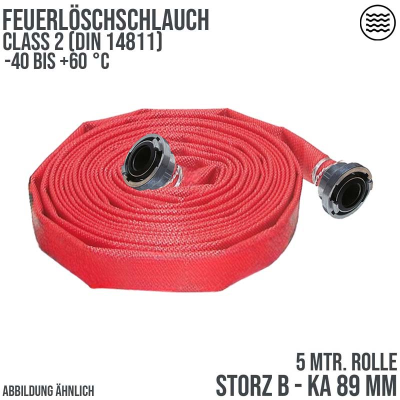 STORZ B KA 89 75 mm 3" Feuerlösch Feuerwehr Pumpen Industrie Schlauch rot CLASS 2 PN 16 bar - 5 m