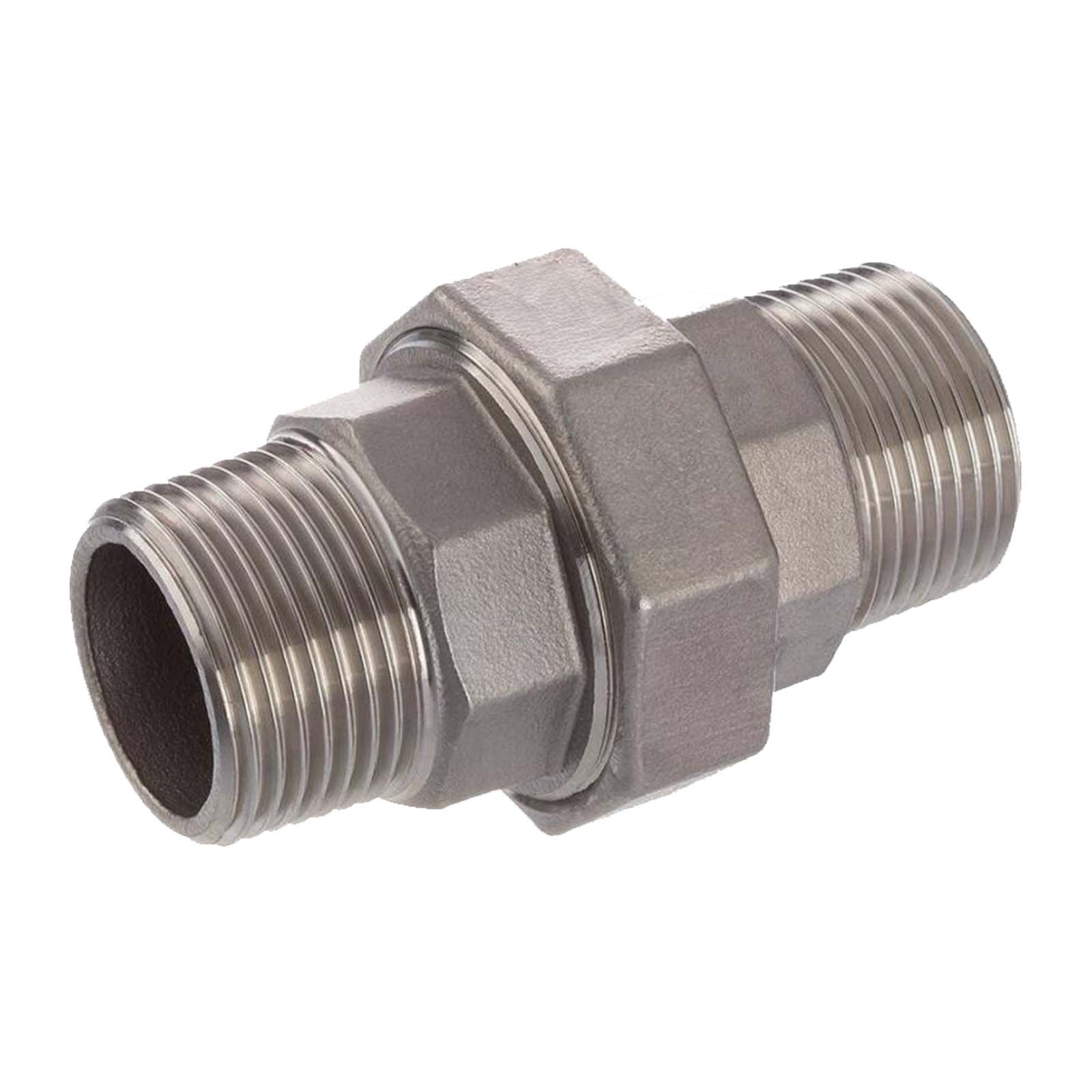 2" Edelstahl Fitting V4A AISI 316 Verschraubung Außen x Außengewinde AG flach dichtend - PN 16 bar