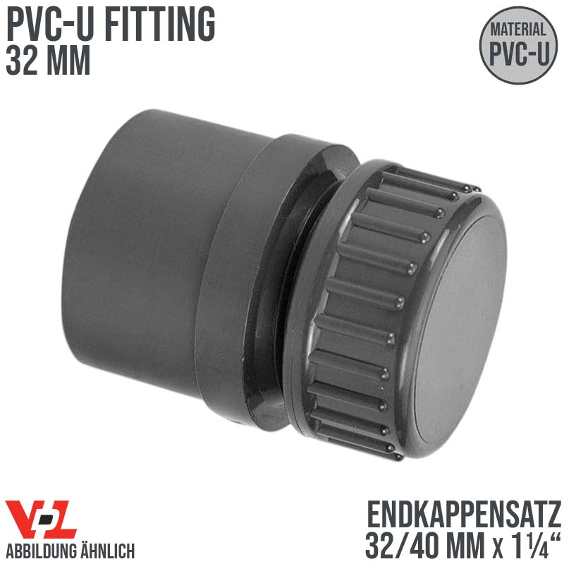 32/40 mm x 1 1/4" VDL PVC Klebe Fitting End Kappen Satz Muffe Verbinder - PN 10 bar