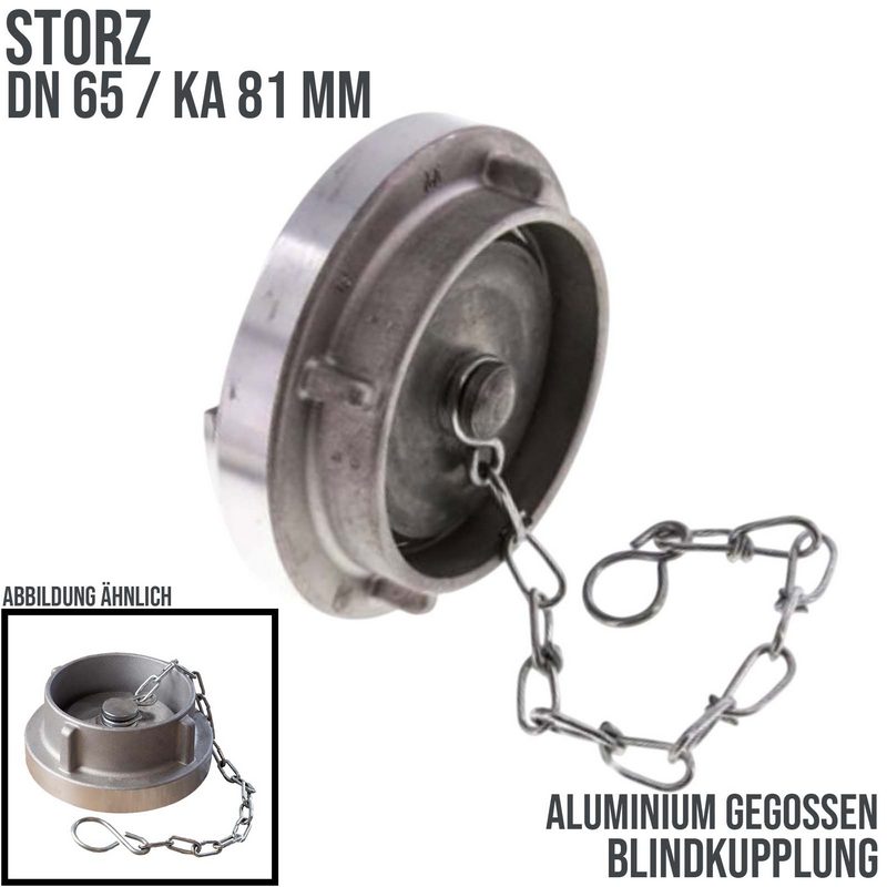 STORZ DN 65 KA 81 Blindkupplung mit Kette Saug Bau Feuerwehr Schlauch Aluminium Aluminium - PN 10 bar