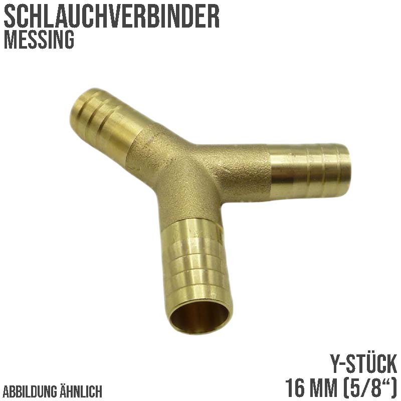 16 mm - 5/8" Zoll 90° Y-Stück Schlauch Verbinder Verteiler Tülle Kupplung Reparatur Messing PN 10 bar