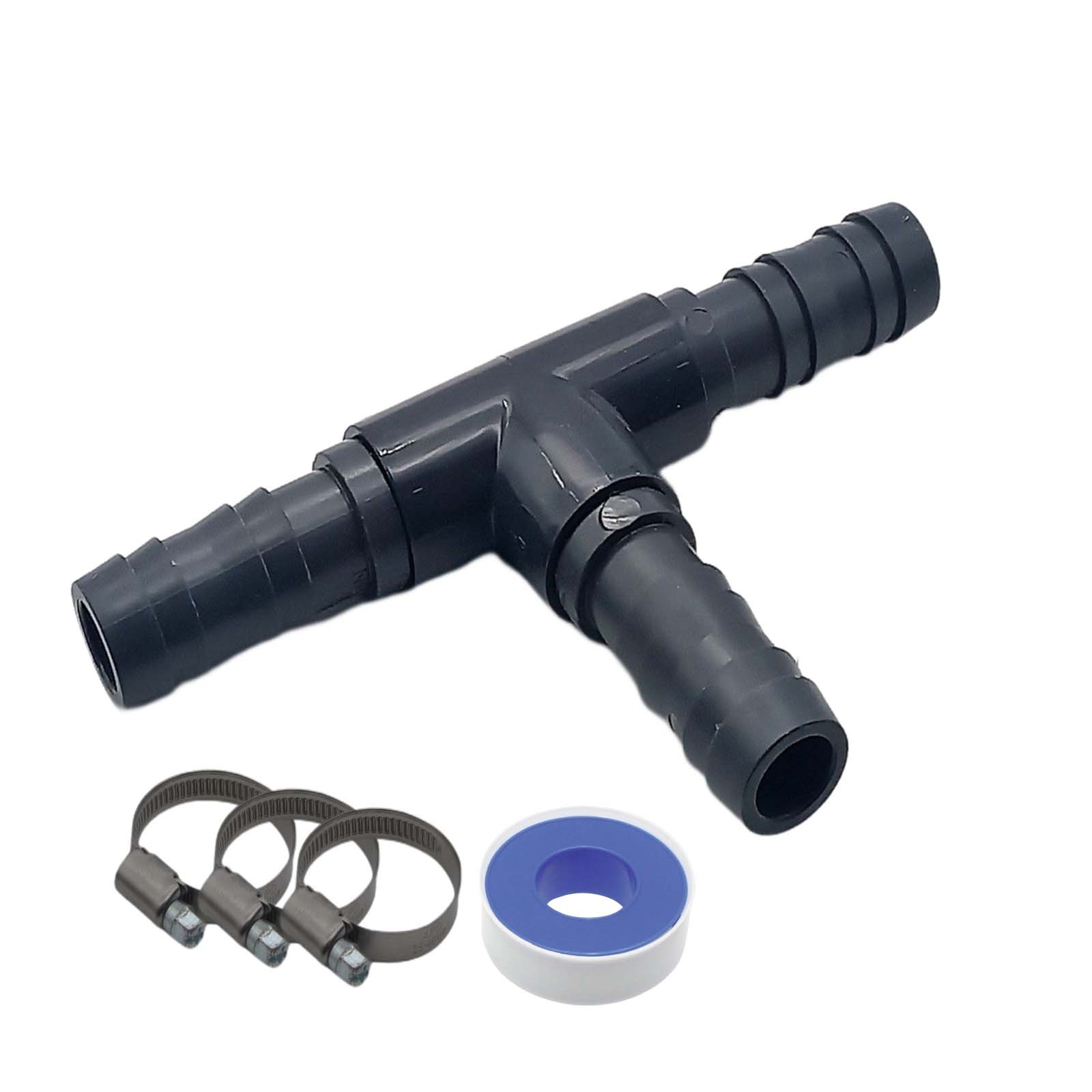 20 mm PVC PROFI T-Stück 90° Schlauch Verbinder Stutzen Tülle Pool Teich Garten - PN 10 bar - Montage-Set