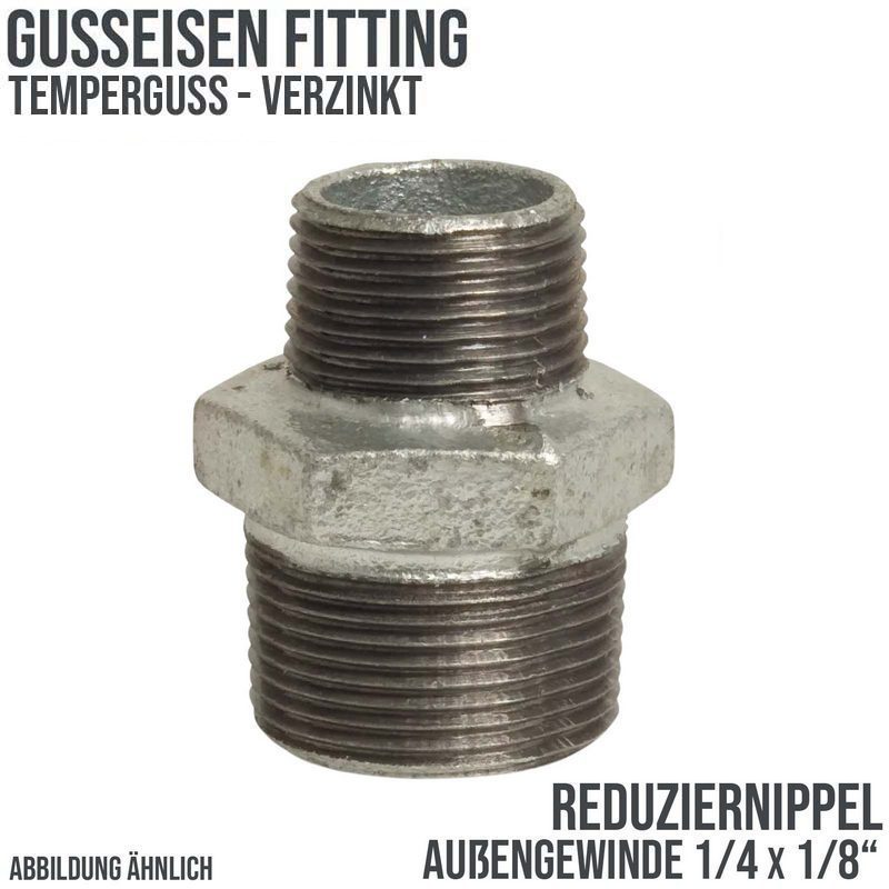 1/4" x 1/8" Gusseisen Temperguss Reduziernippel Nr. 245 Außen x Außengewinde AG PN 25 bar