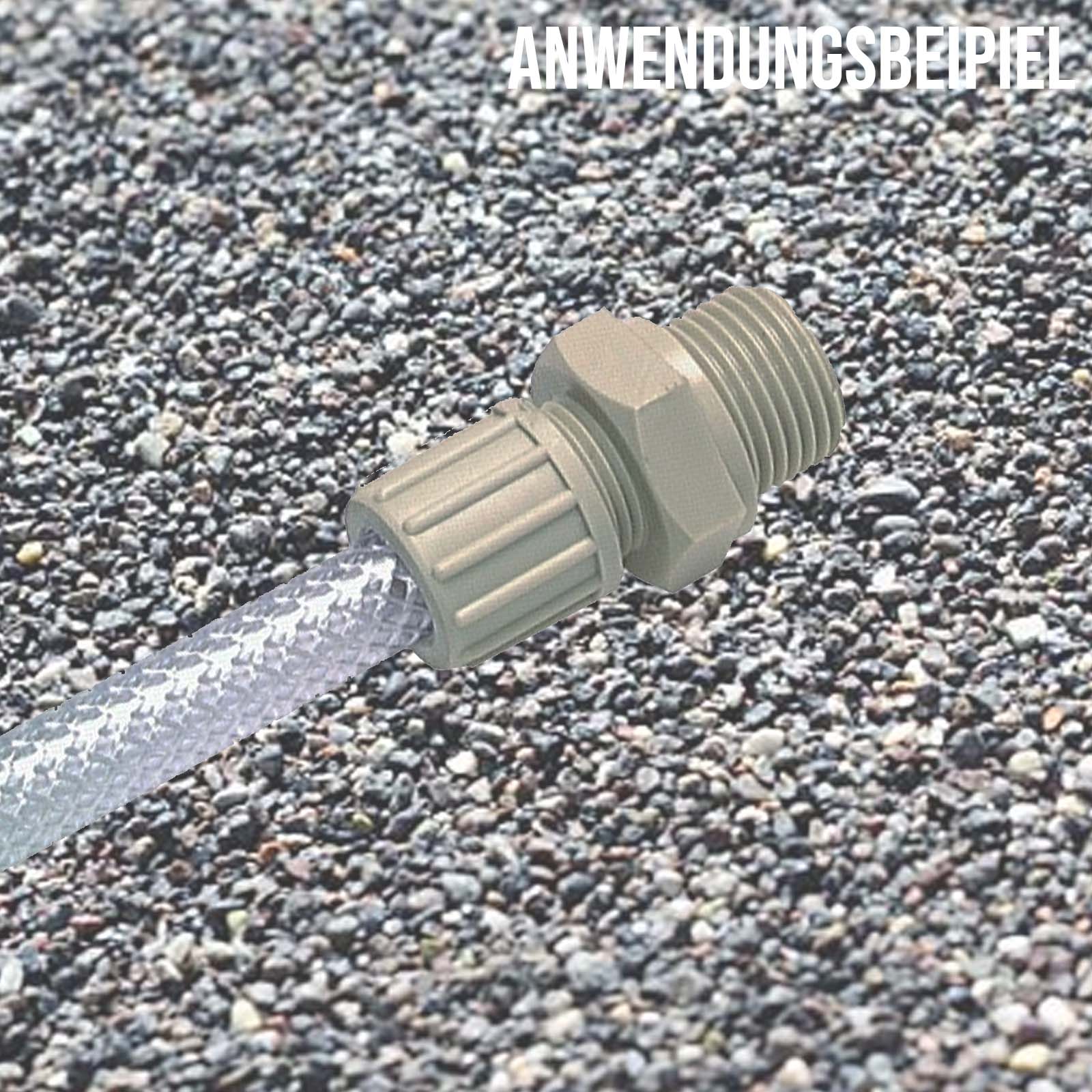 10 x 4 mm x 1/2" Kupplung Außengewinde TX Fitting Gewebe Schlauch Verbinder FDA PP beige - PN 10 bar