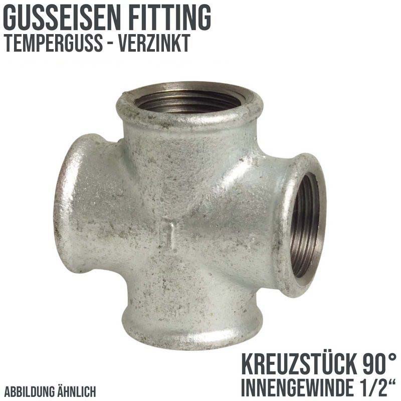 1/2" Gusseisen Temperguss Fitting Nr. 180 Kreuzstück Innengewinde IG PN 25 bar